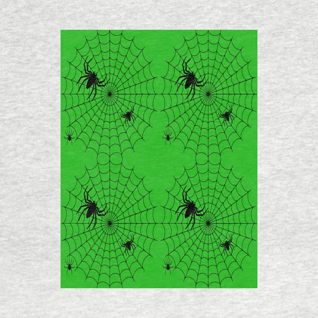 Halloween spider family green by YamyMorrell